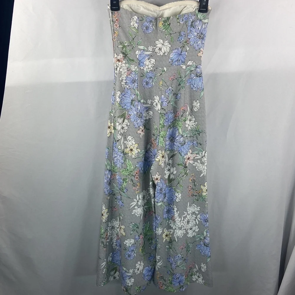 H&M Strapless Floral Wide Leg Cropped Romper - Picture 4 of 8